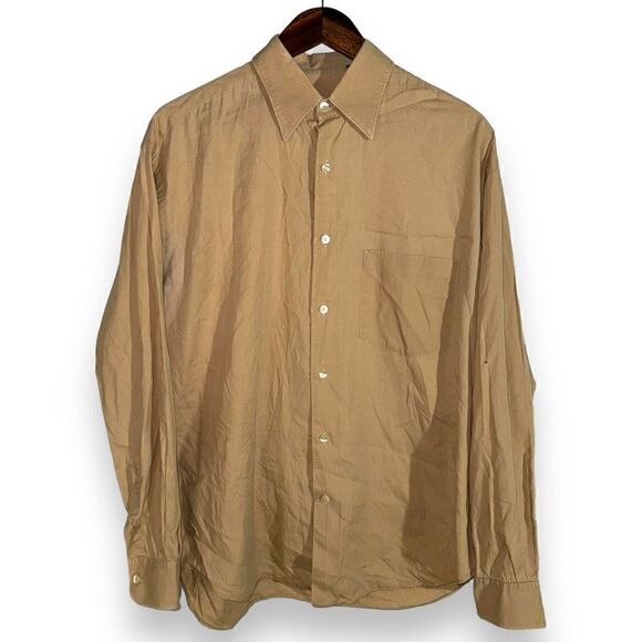 Robert Friedman Tan Button Up Dress Shirt Size M - Picture 1 of 10